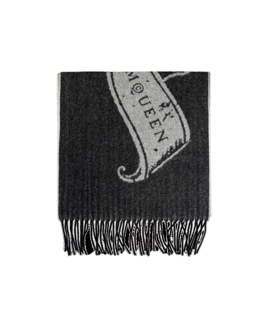 Alexander Mcqueen Fringed Logo-print Scarf