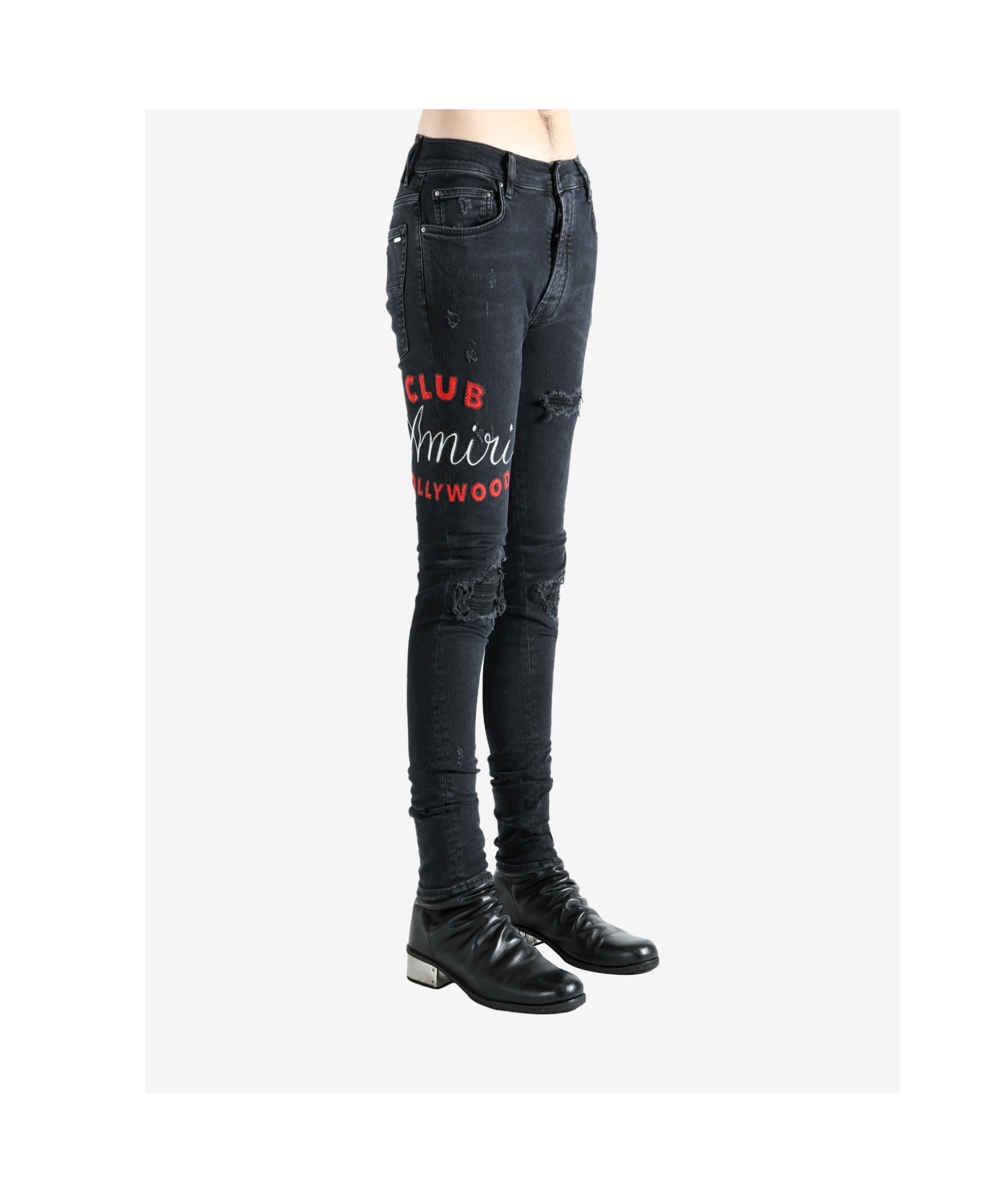 Amiri Casual Trousers With Five Pockets And Embroidery In Black