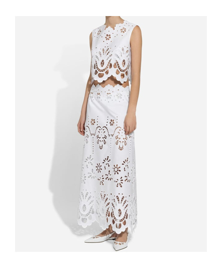 Dolce & Gabbana Longue Skirt With Cut-out In White