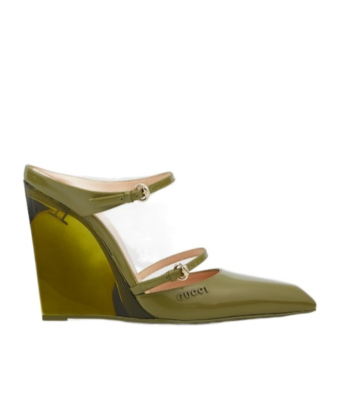Gucci Women's Wedge Mule In Green