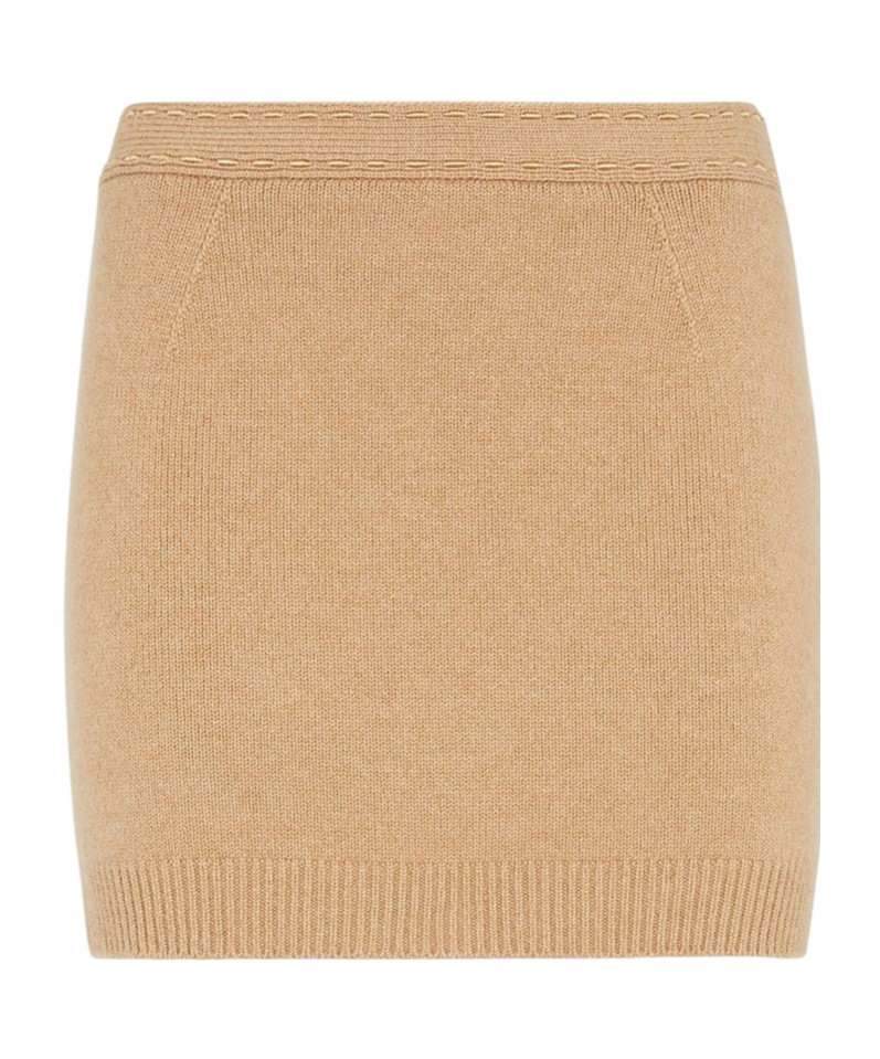 Fendi Light Brown Cashmere Mini Skirt In Nude