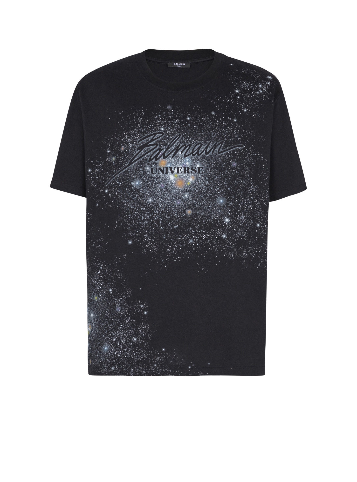 Shop Balmain Printed Universe Logo And Stars T-shirt In Black