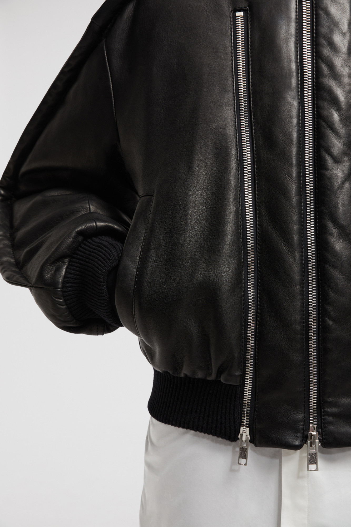 MONCLER MONCLER X WILLOW SMITH IALI LEATHER BOMBER JACKET