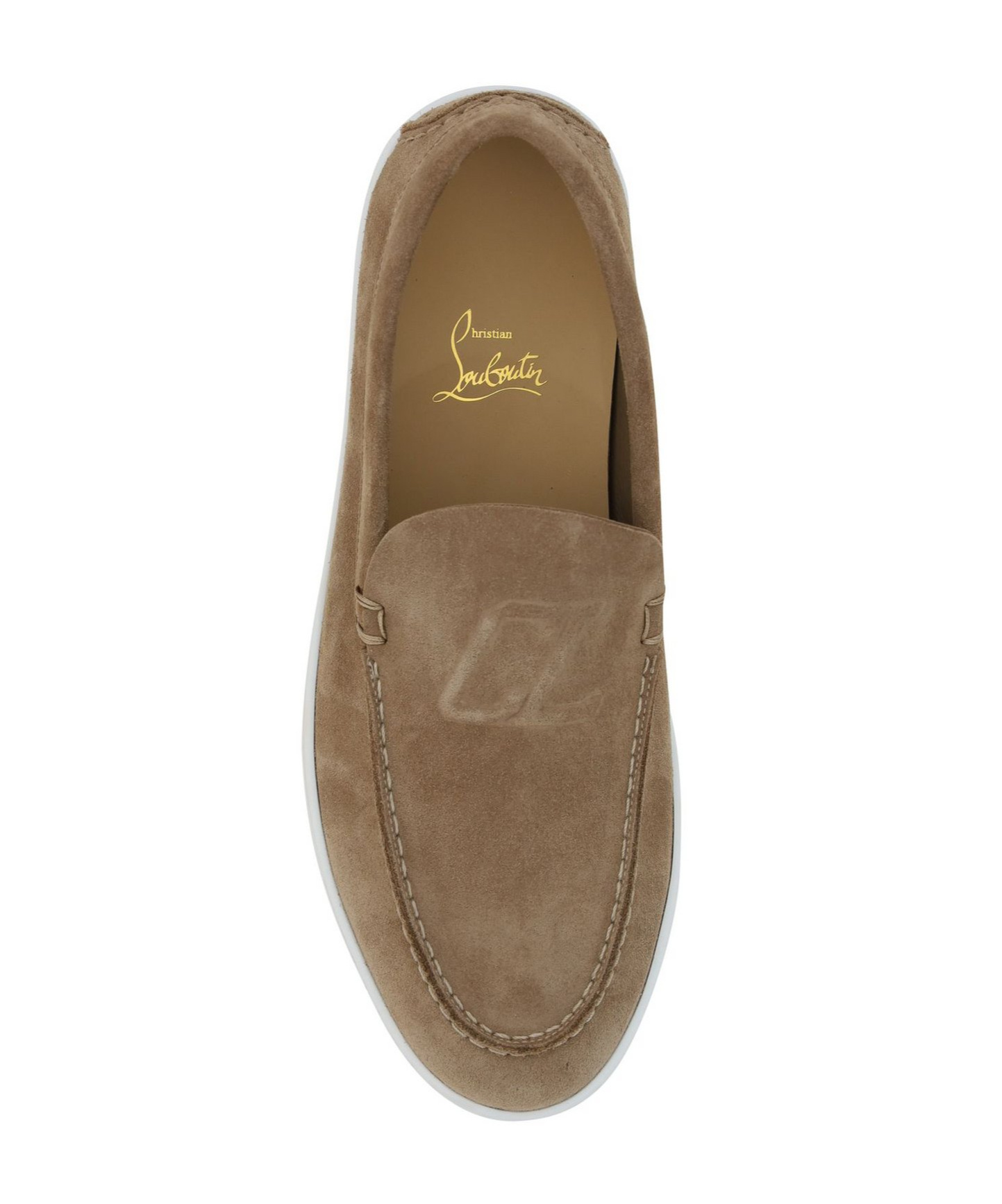 Christian Louboutin Round Head Loafer Shoes In Brown
