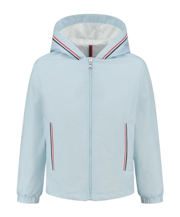 Moncler Enfant Logo Patch Hooded Jacket In Blue