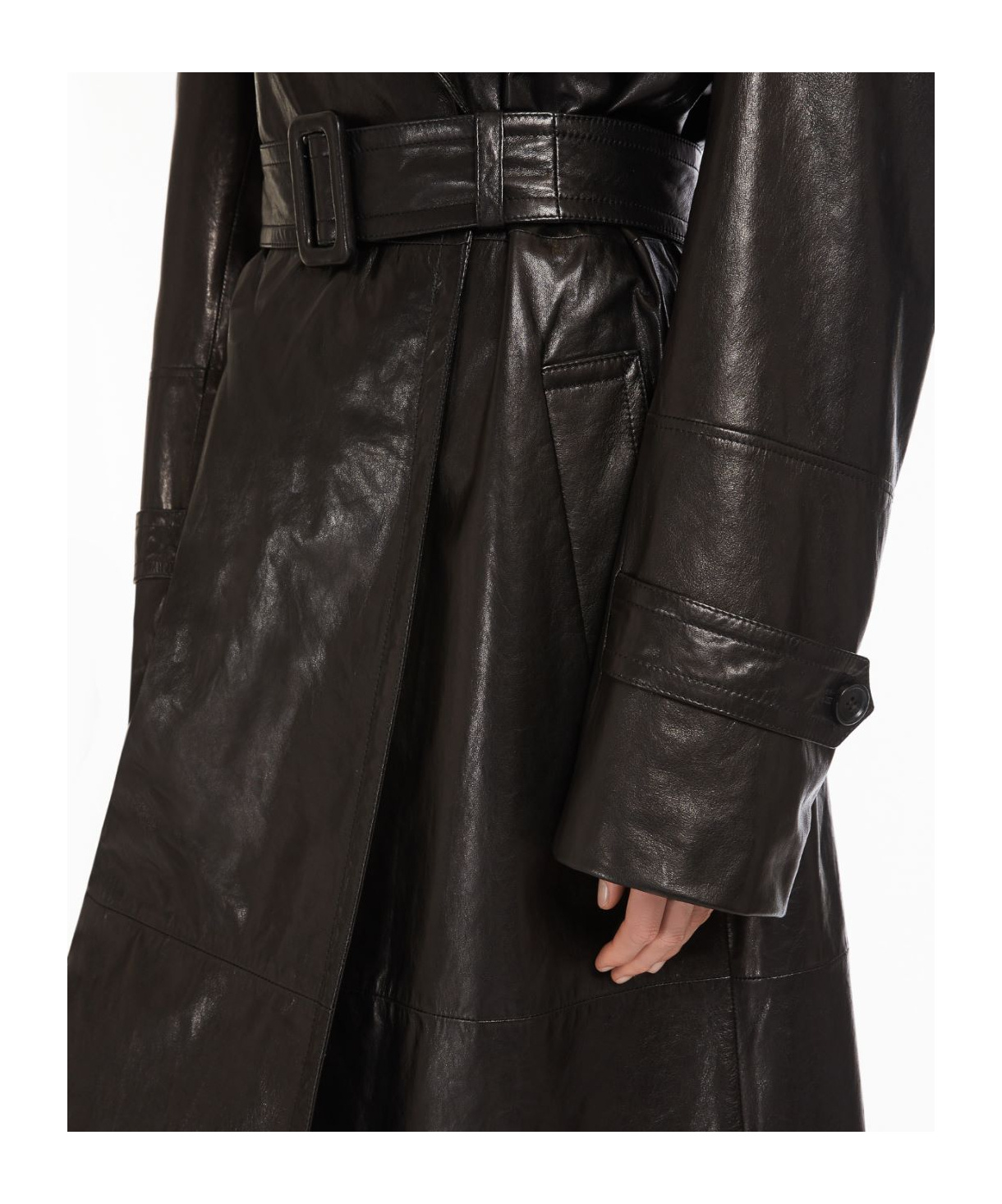 Sportmax Nappa Trench Coat In Black