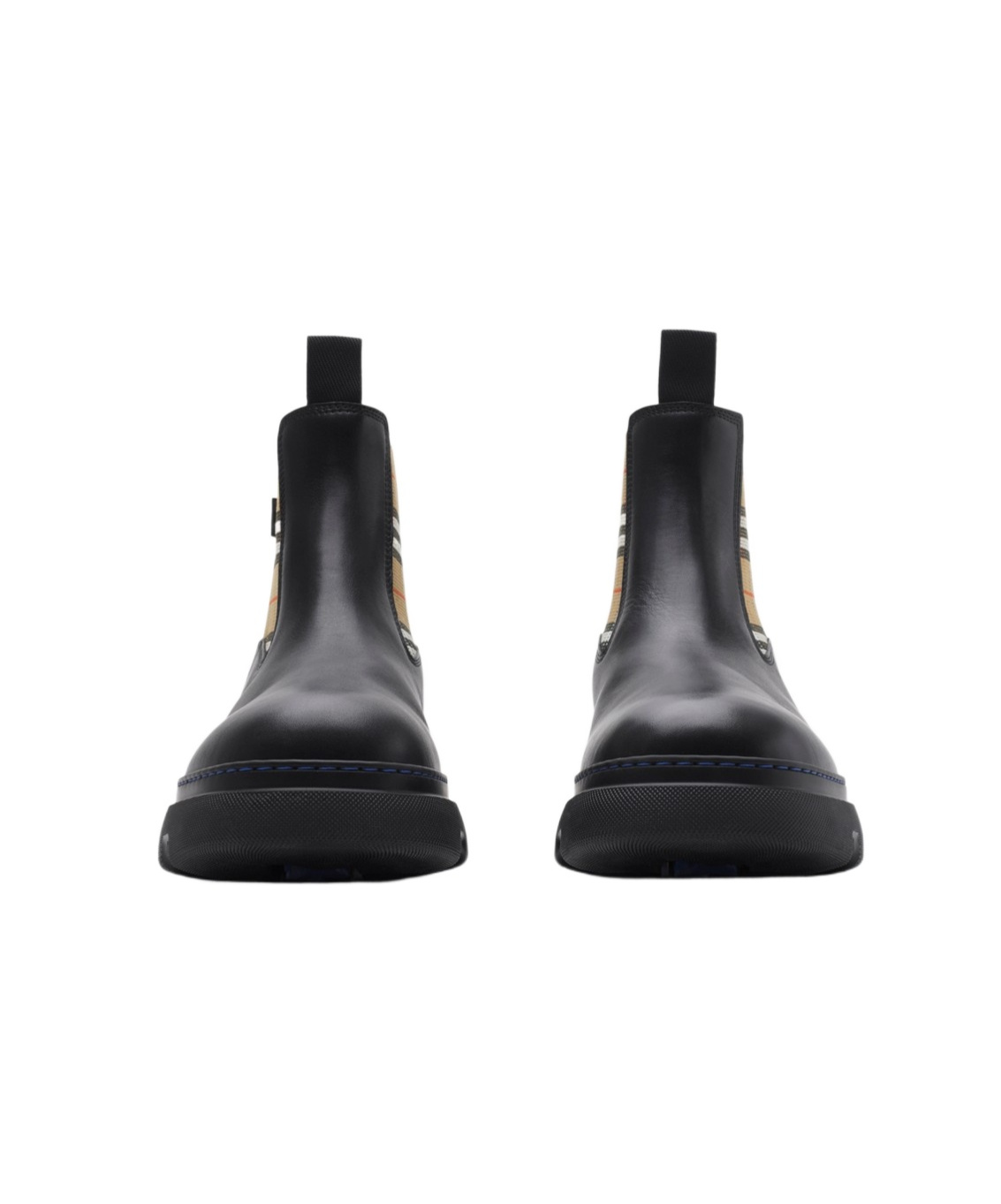 Burberry Chunky Sole Ankle Boots With Checkered Pattern In Black