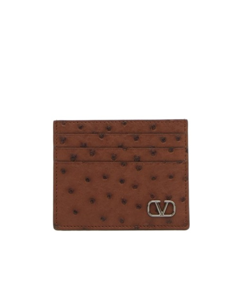 Valentino Logo Card Holder In Brown