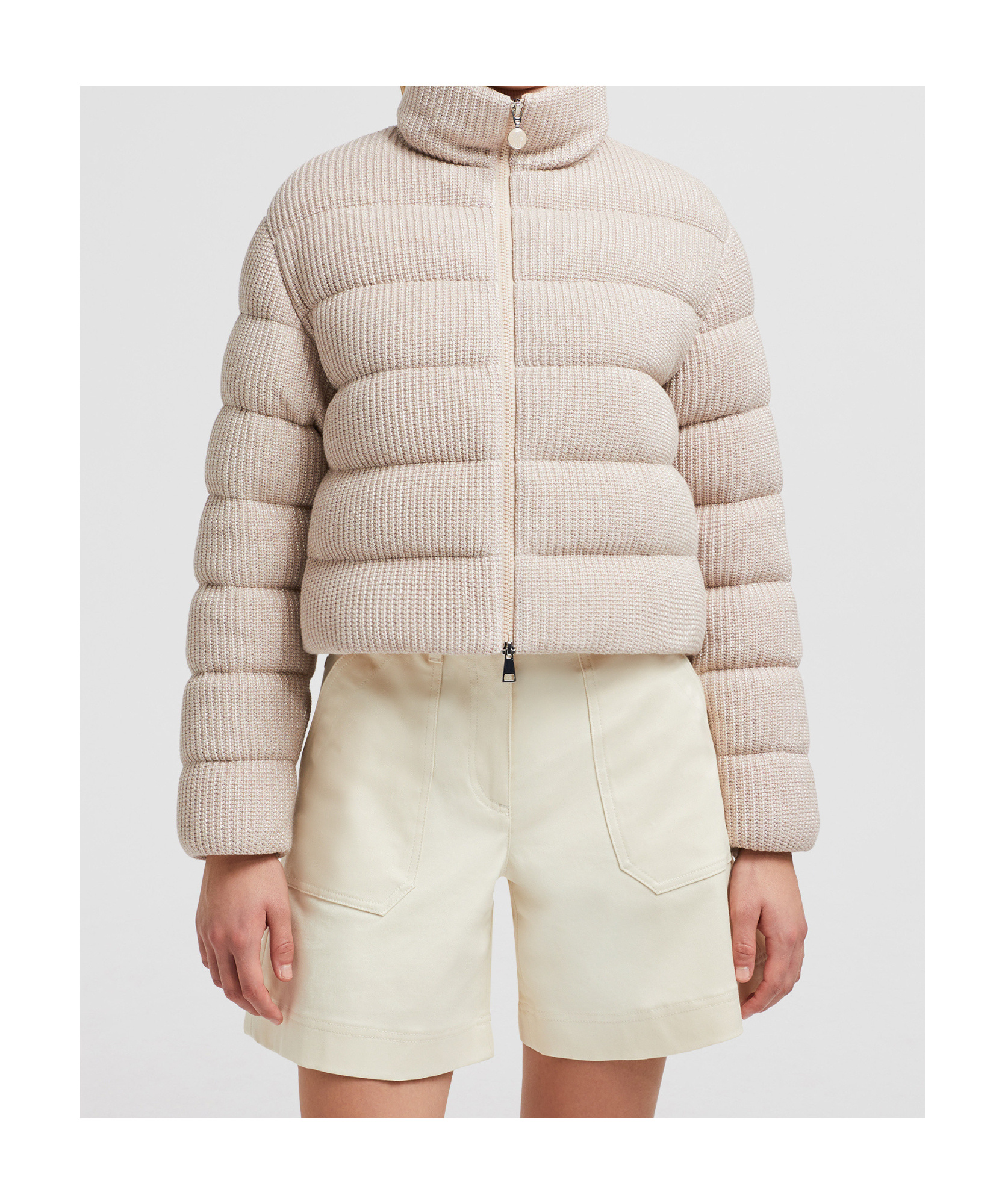 MONCLER THOIRY LAMINATED COTTON SHORT DOWN JACKET