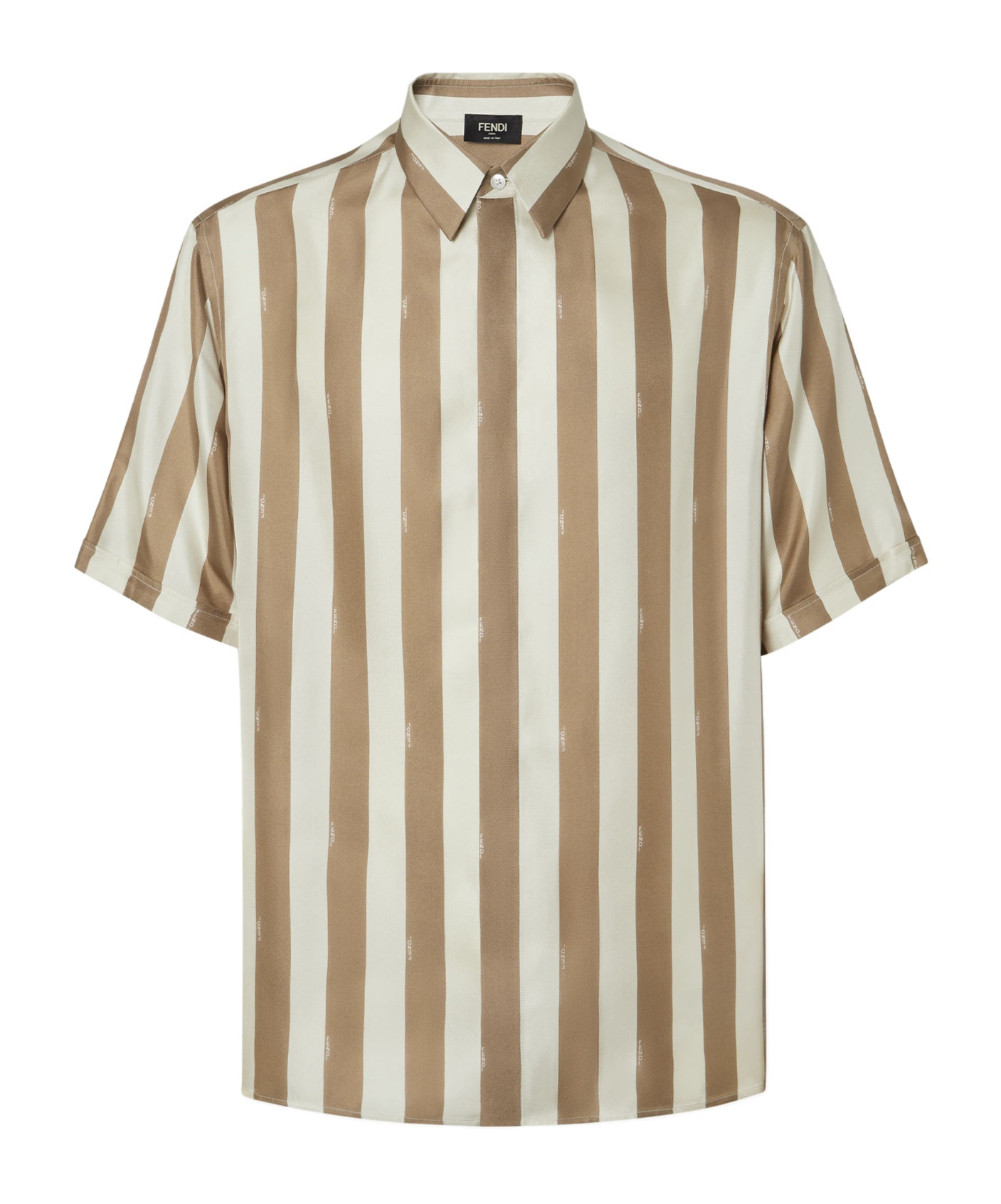Fendi Beige Pequin Silk Shirt In White