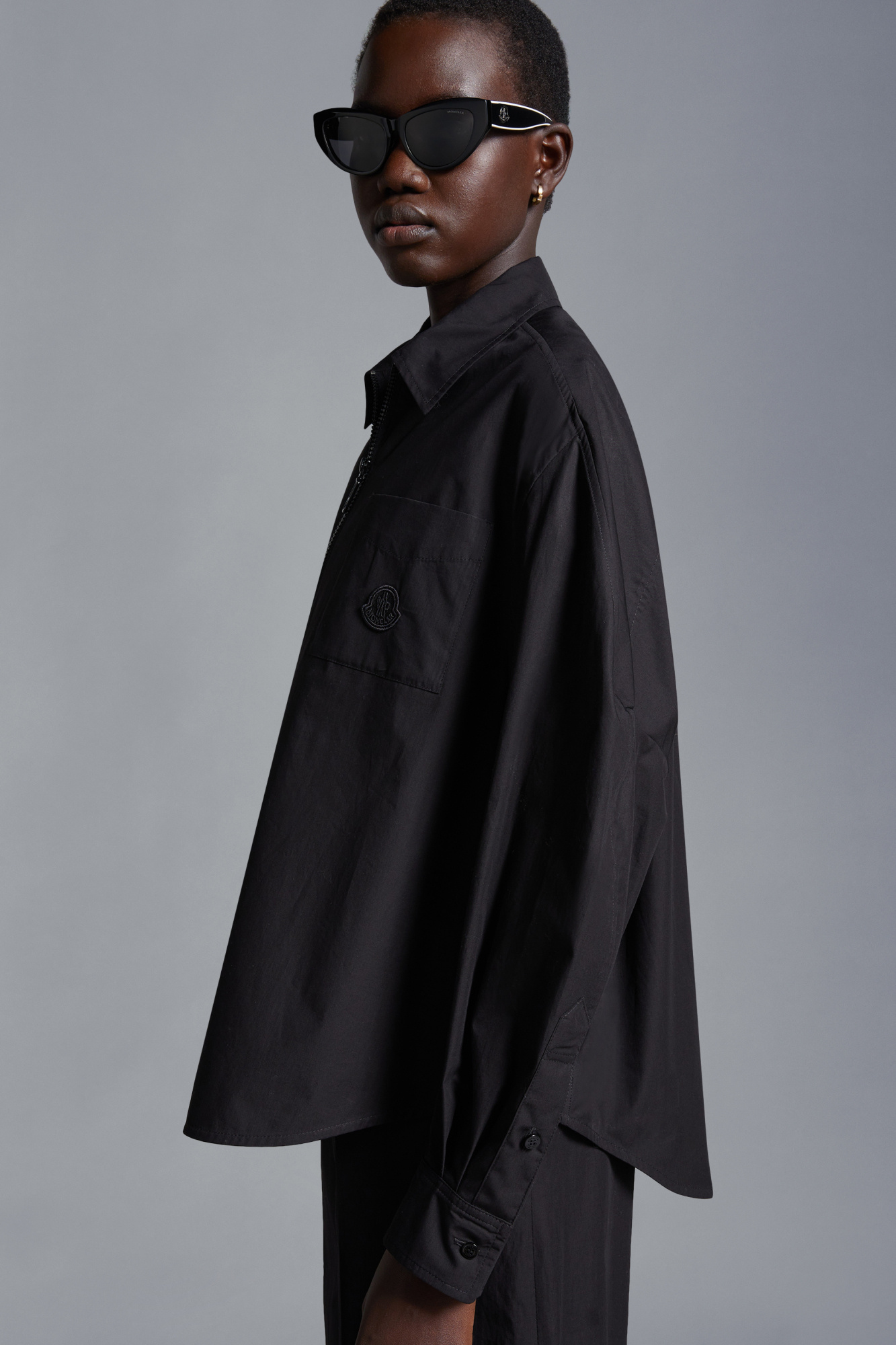 Moncler Logo-patch Cotton Jacket In Black