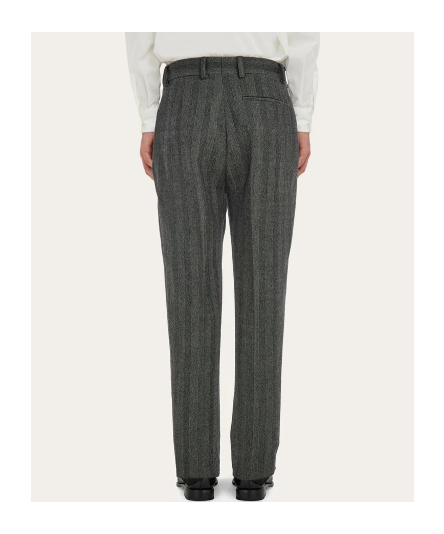 Ferragamo Wool Trousers In Brown