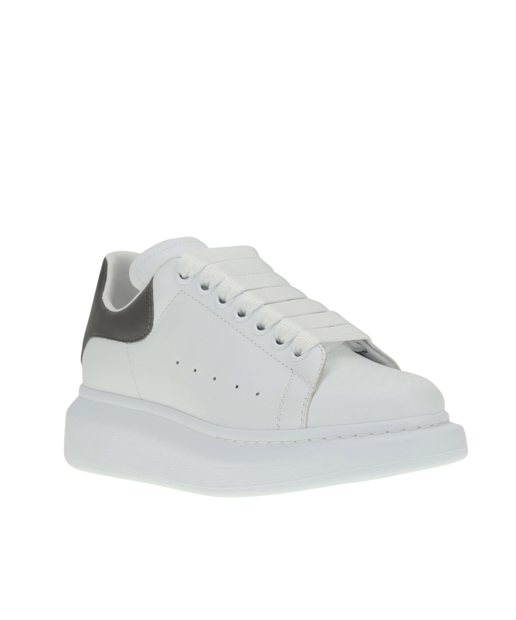 Alexander Mcqueen Platform Leather Sneakers Press-studded Logo In White