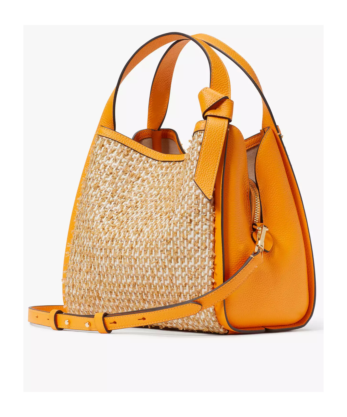 Kate Spade Medium Knott Tweed Leather Bag In Nude