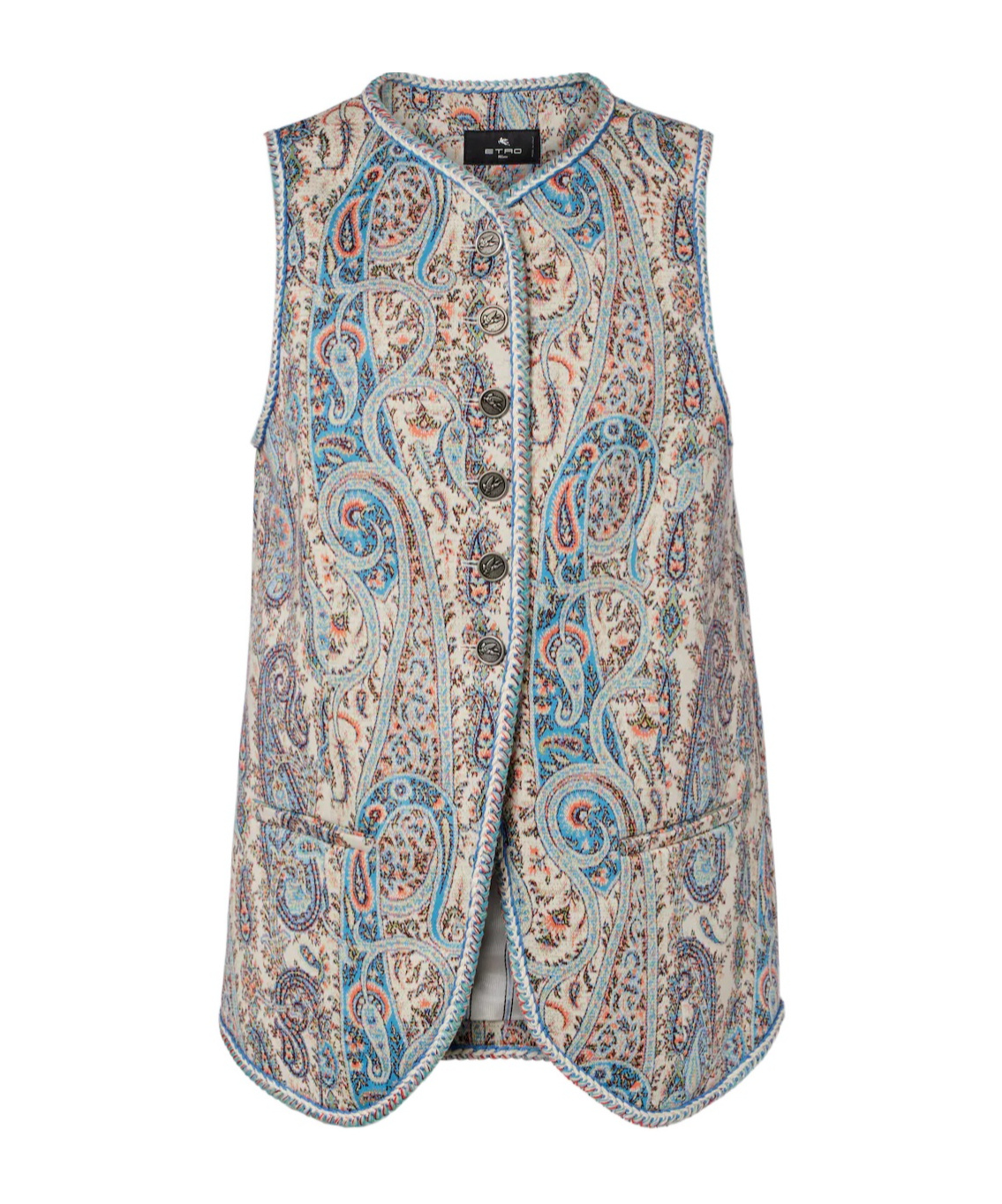 Etro Paisley Cotton-blend Jacquard Vest In Multi