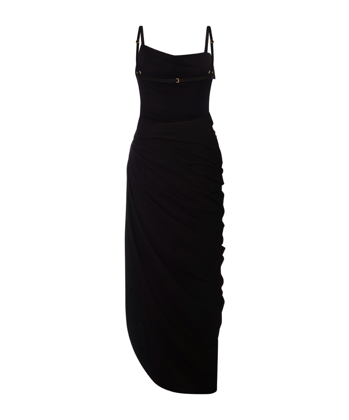Jacquemus Ruched Strapped Dress In Black
