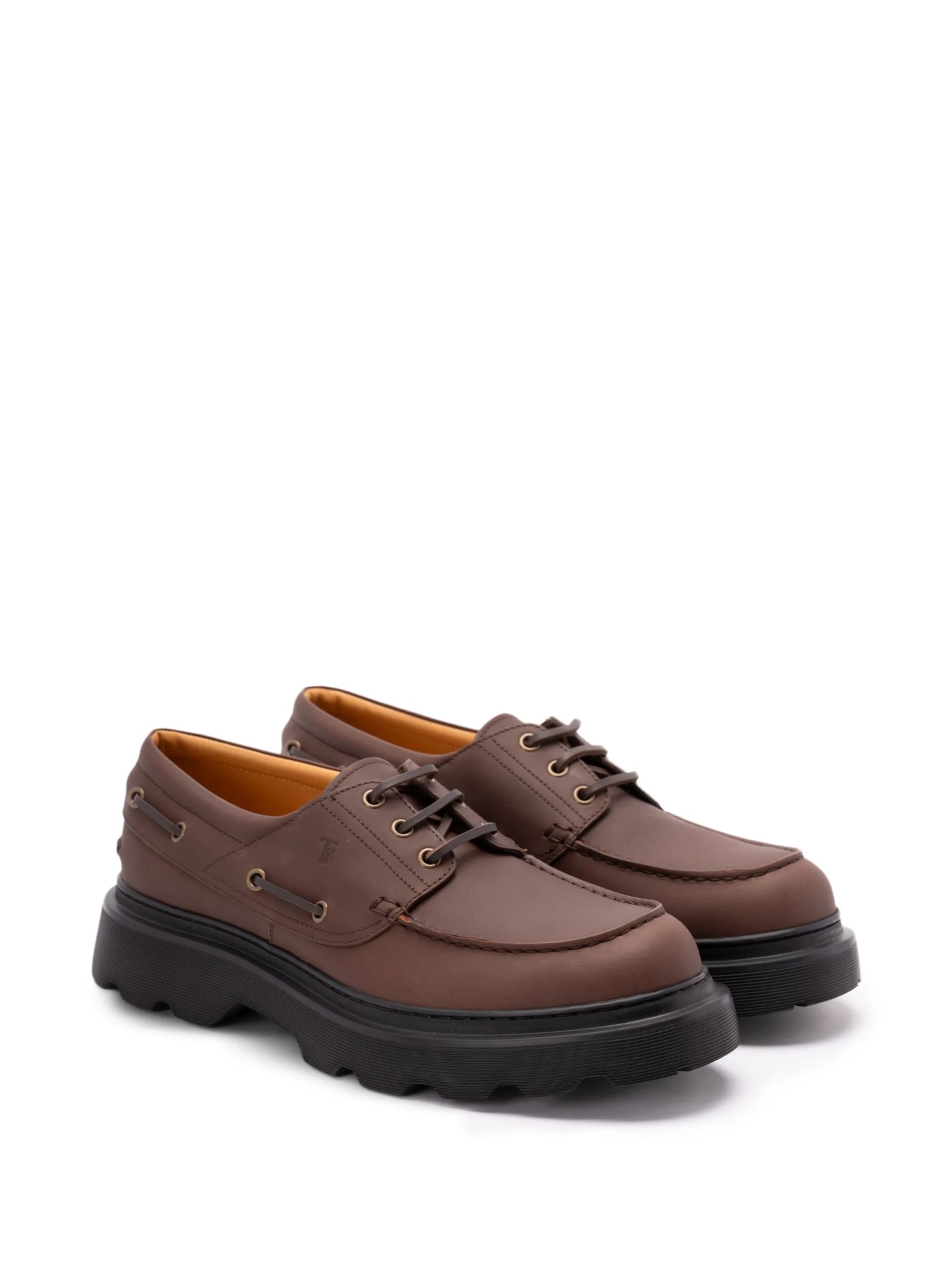 Tod's Boat Shoes With Chunky Sole And Eyelet Detailing In Brown