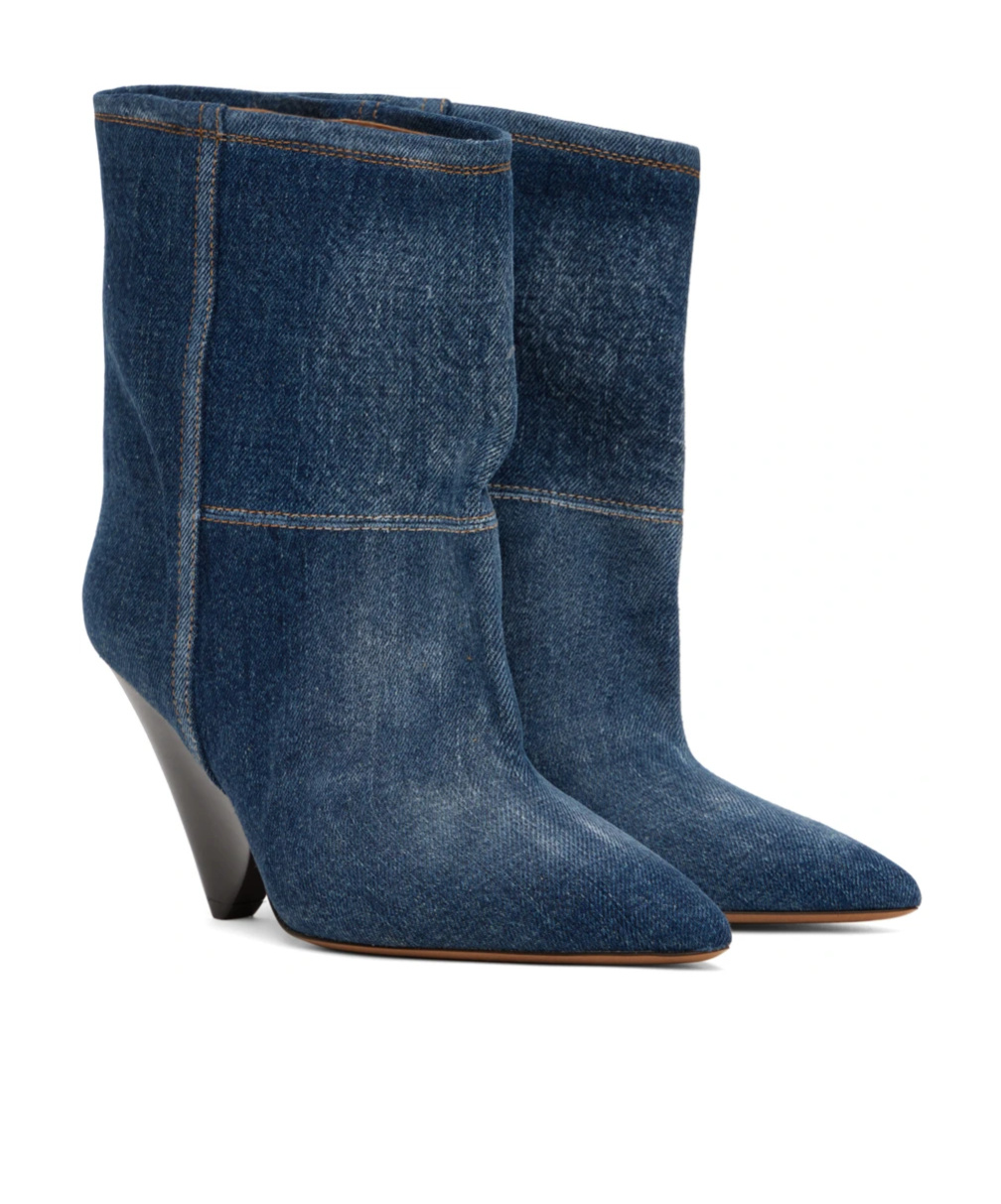Isabel Marant Miyako Denim Ankle Booties In Blue