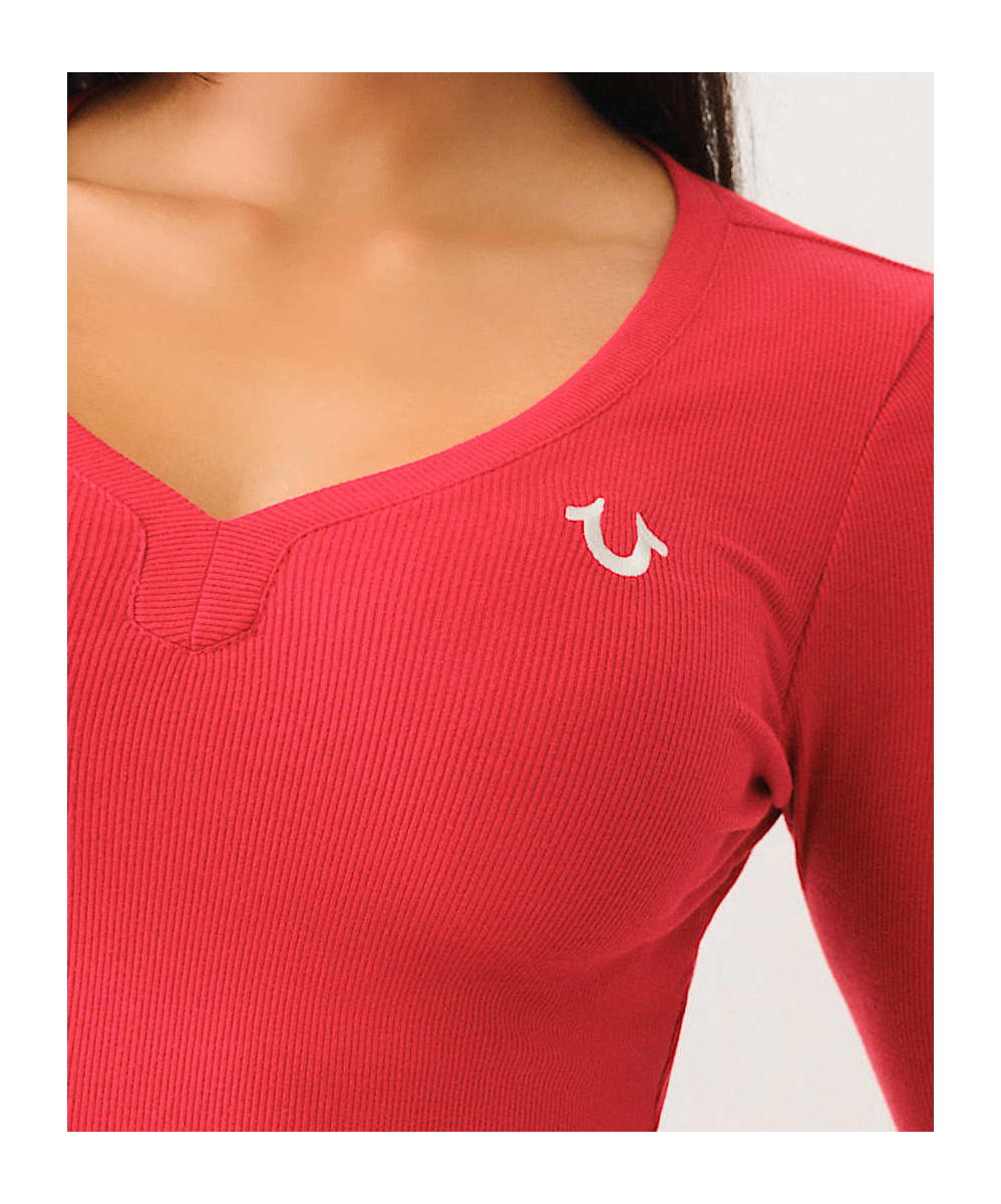 TRUE RELIGION RIBBED HORSESHOE LONG SLEEVE TOP 