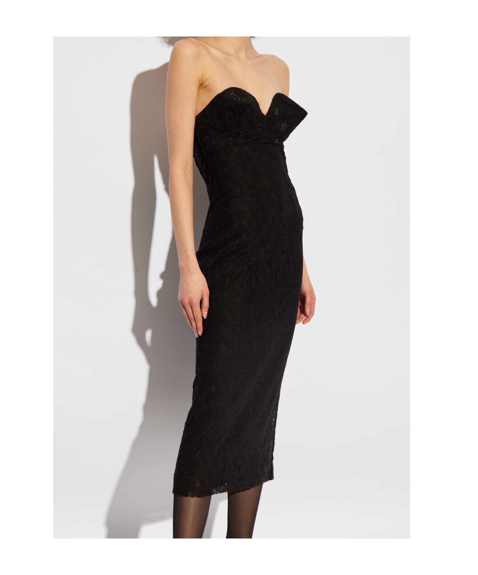 Dolce & Gabbana Strapless Lace Dress In Black