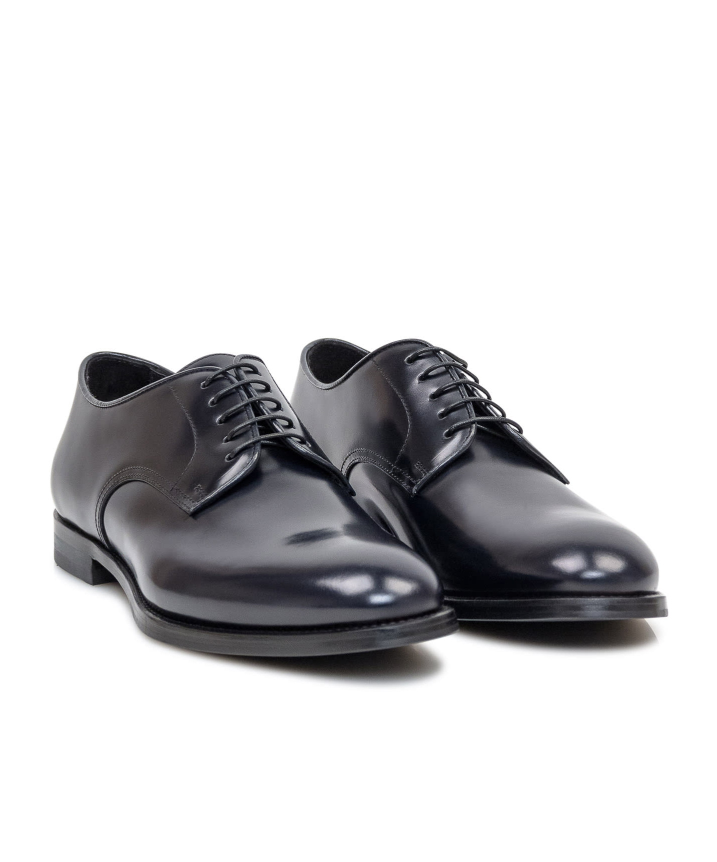 Doucal's Classic Black Derby Shoes Polished Finish In Calf Leather Man In Black
