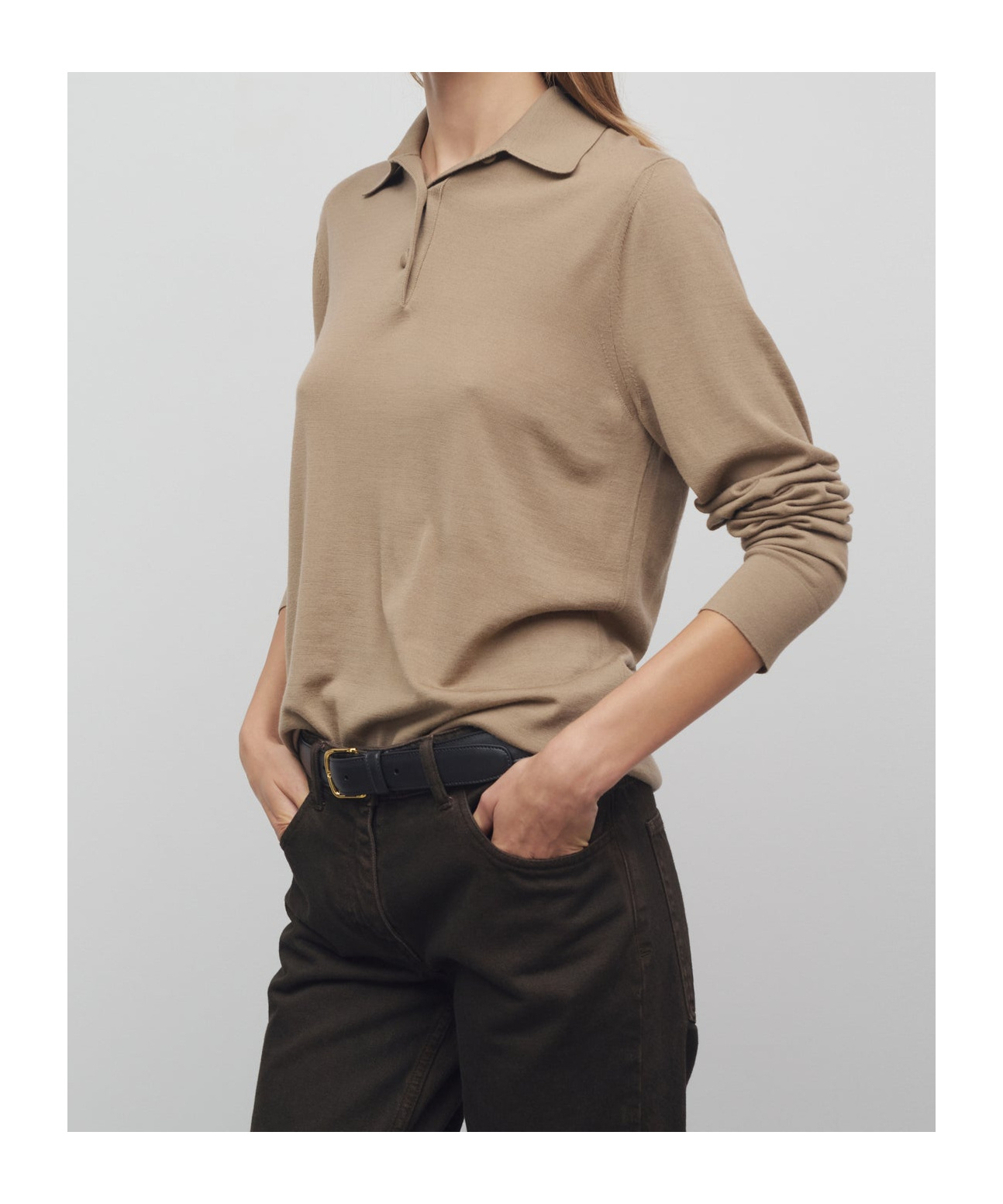 The Row Ipanelli Wool Polo Shirt In Brown