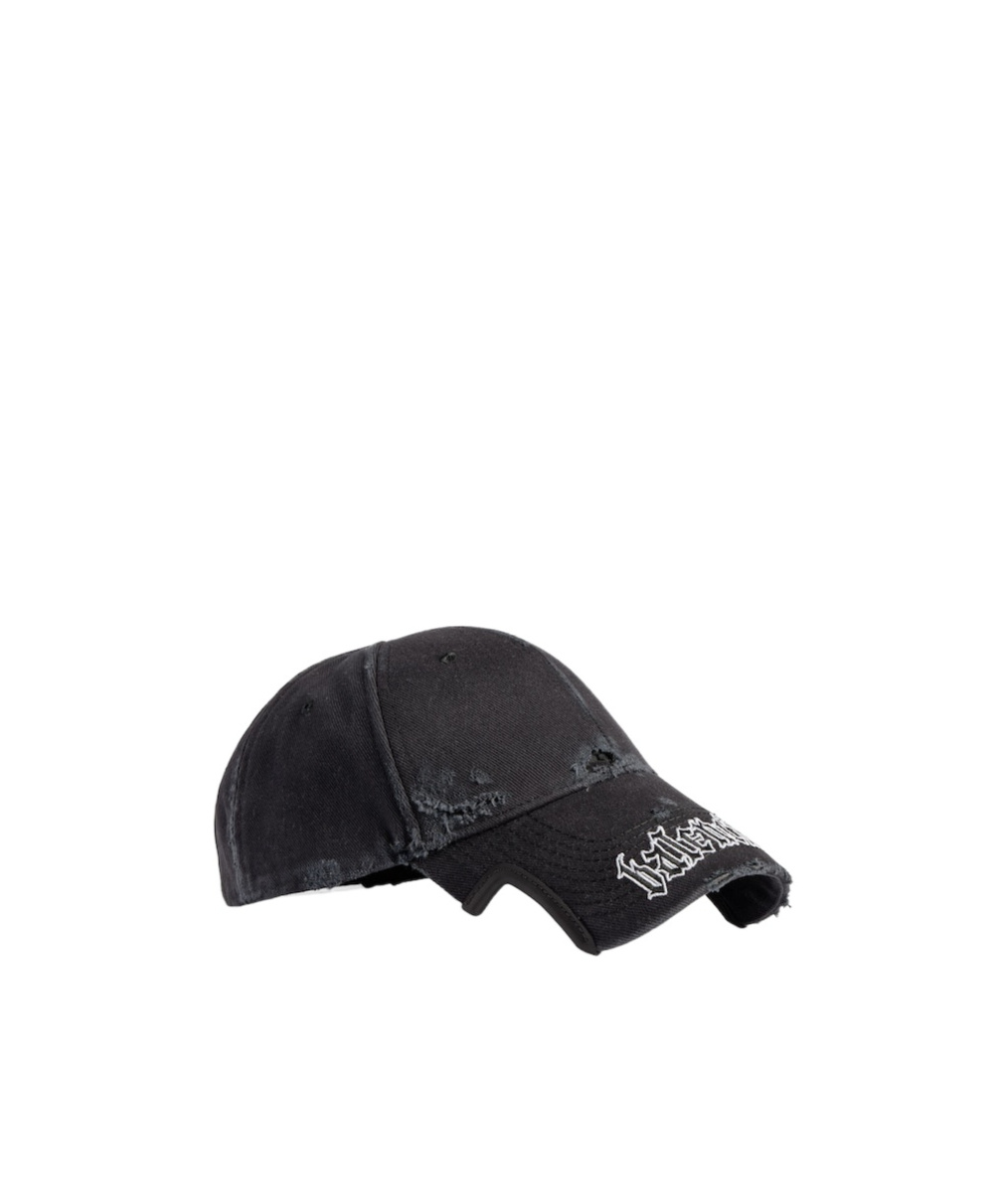 Balenciaga Black Drill Blackletter Script Cap In Black