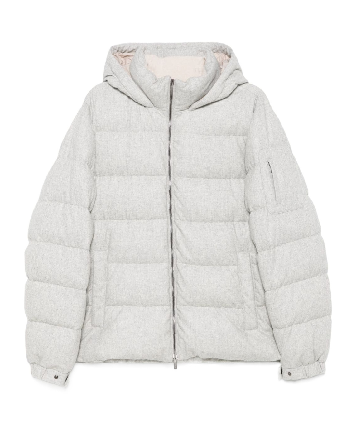 Peserico Hooded Zipper Down Jacket In White