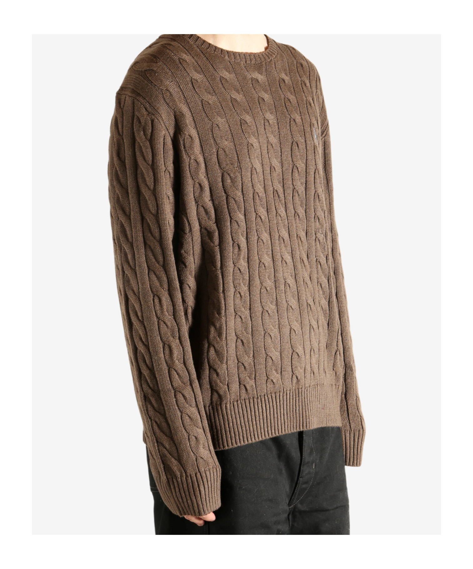 Polo Ralph Lauren Long Sleeve Knit Crewneck Sweater In Brown
