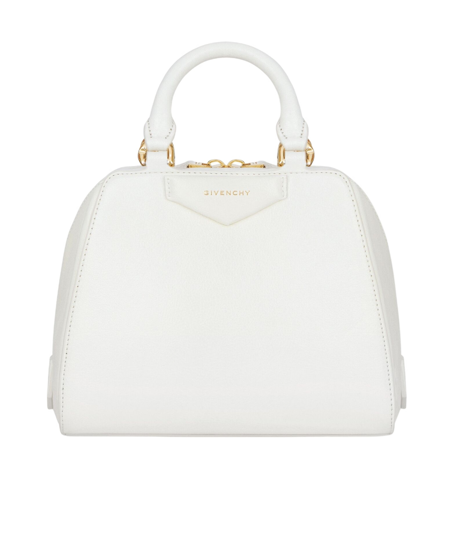 Givenchy Timeless Buffalo Leather Handbag With Elegant Gold Accents In White