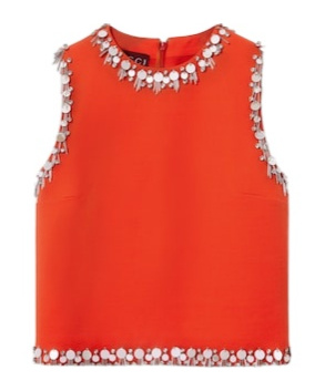 Gucci Crêpe Wool Silk Top With Embroidery In Orange