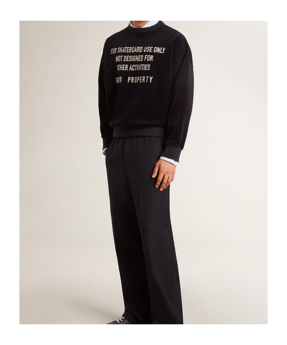 Golden Goose Black Chenille Embroidered Lettering Sweatshirt In Black