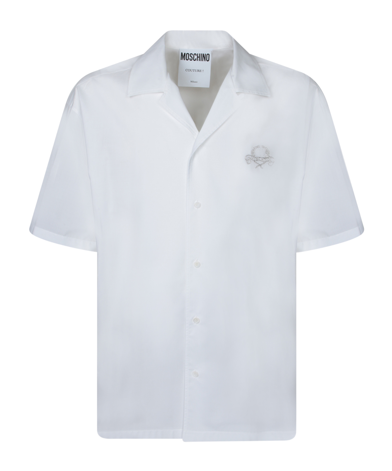 Moschino Logo Embroidered Straight Shirt In White