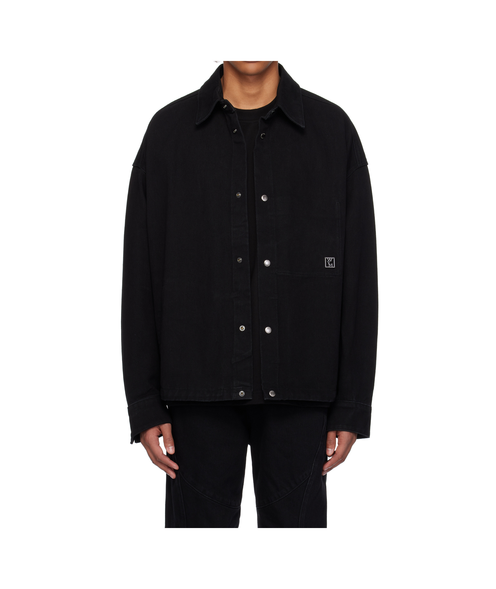 Wooyoungmi City Graphic Denim Shirt Jacket In Black