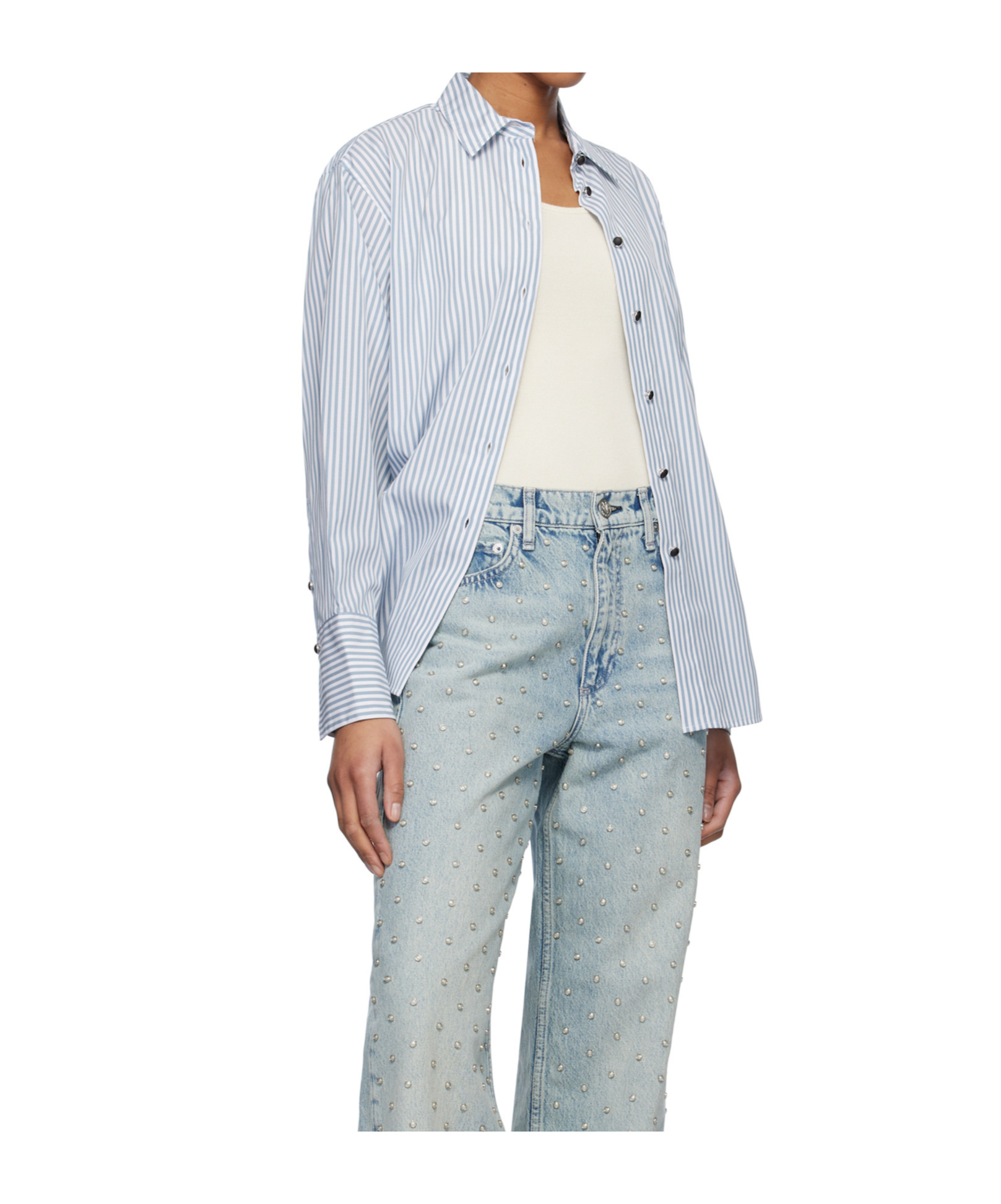Rag & Bone Lapel Long Sleeve Shirt In White