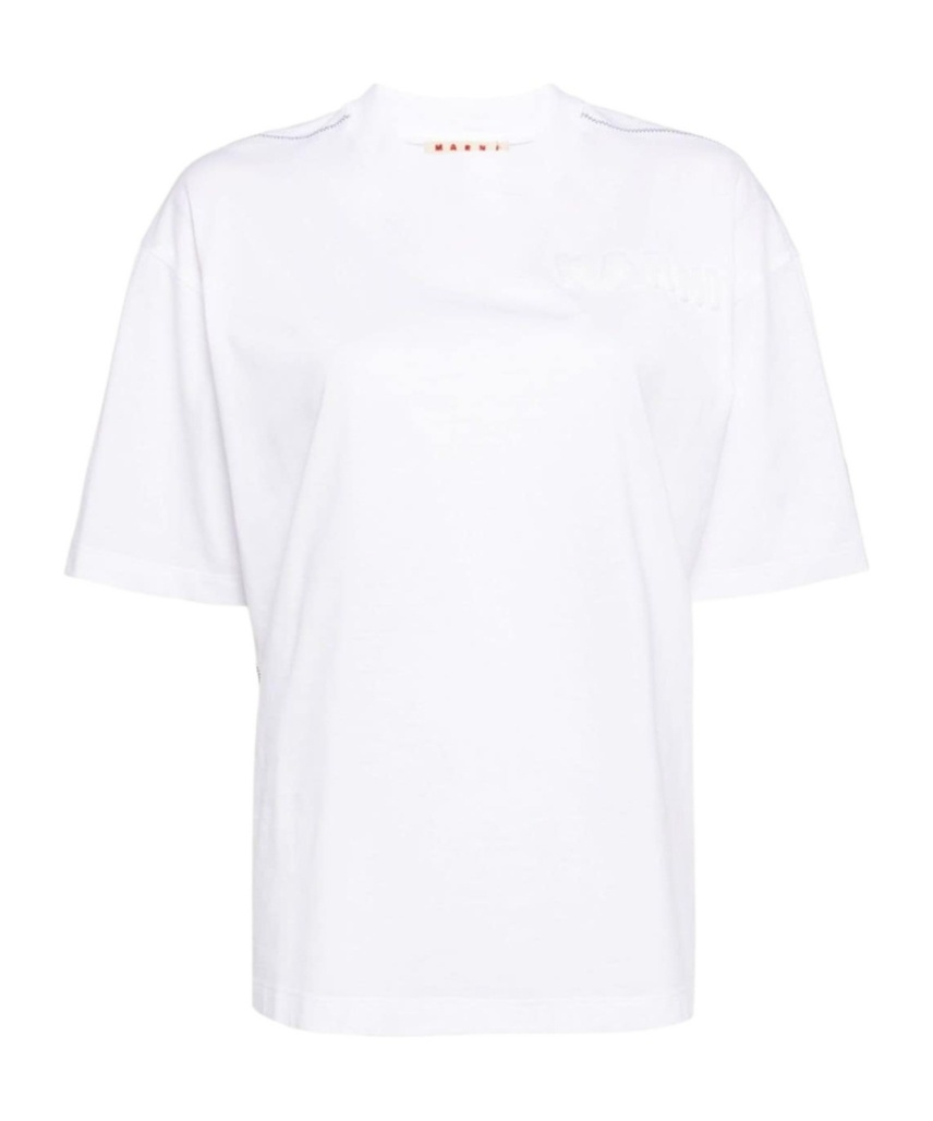 Marni Padded-logo Organic-cotton T-shirt In White