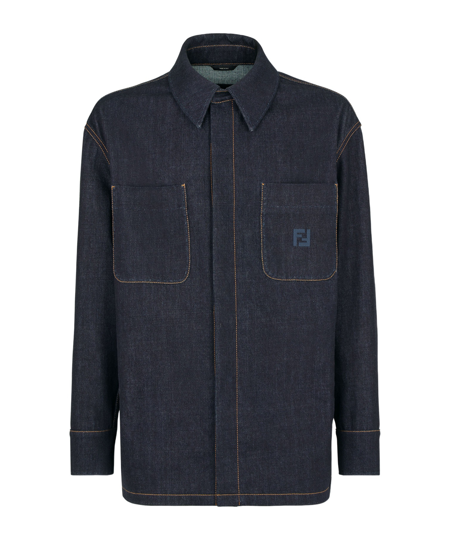 Fendi Logo Embroidered Denim Jacket In Black