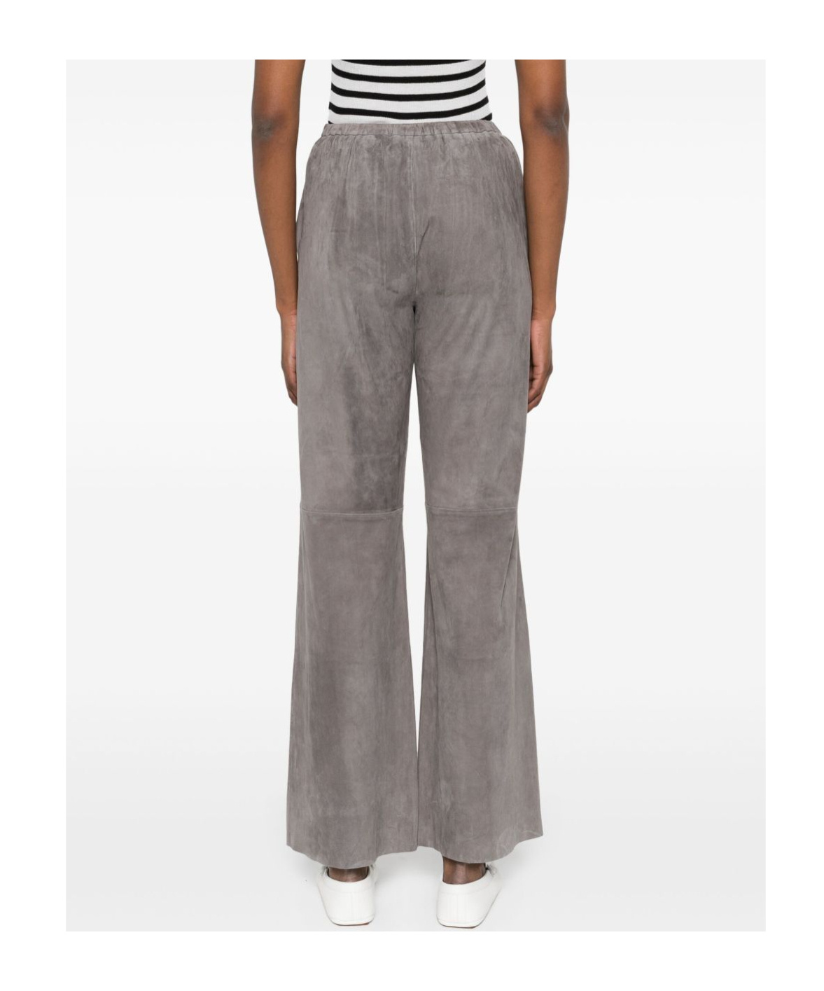 Forte Forte High-waisted Wide-leg Leather Trousers In Gray