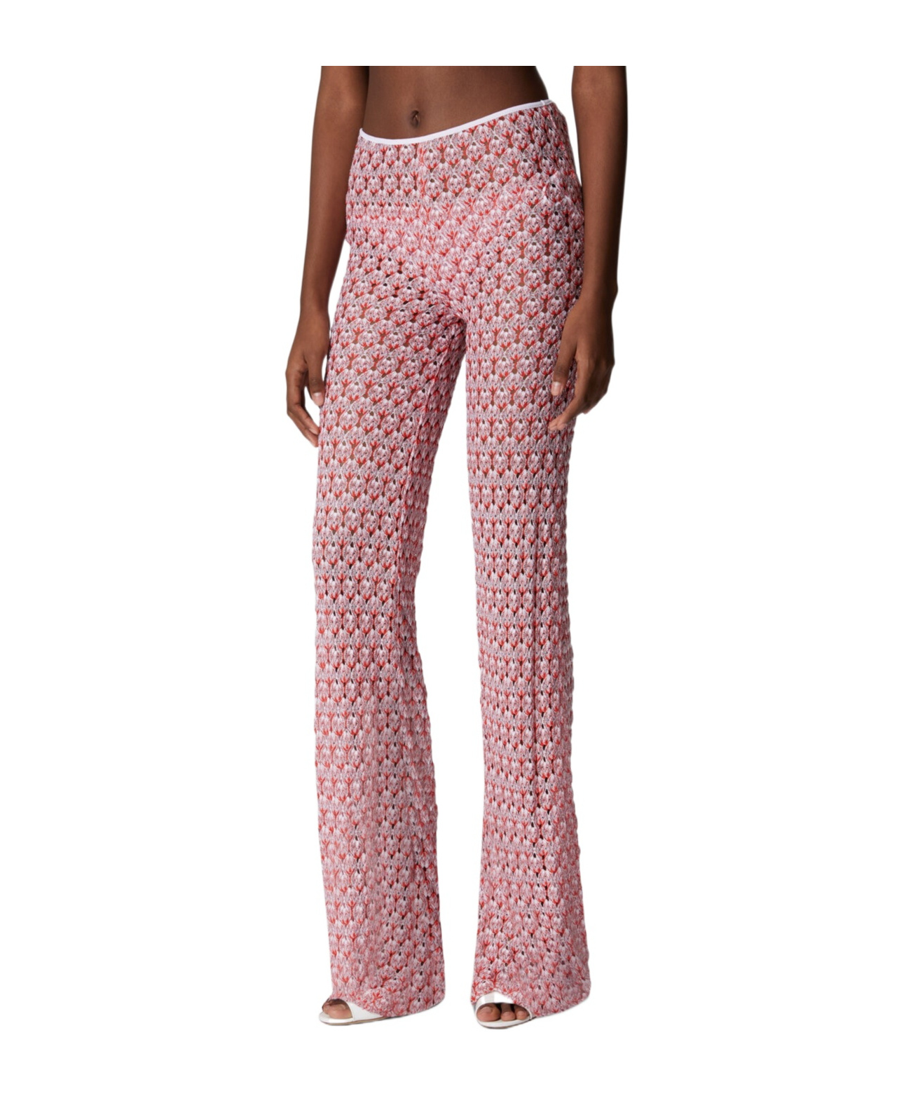 Shop Missoni Low-rise Lace Trousers In Red