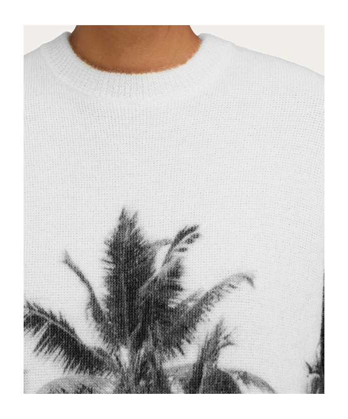 Ferragamo Palm-tree Print Sweatshirt In White