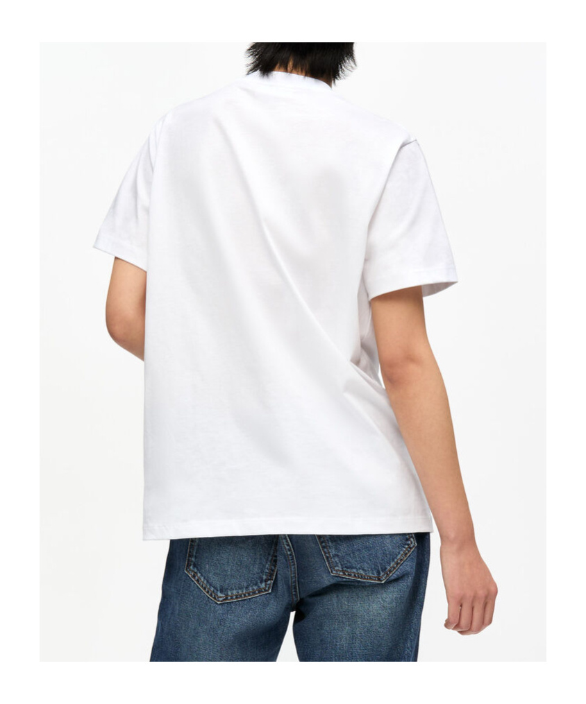Ganni Basic Cotton Jersey Teddy Relaxed T-shirt In White