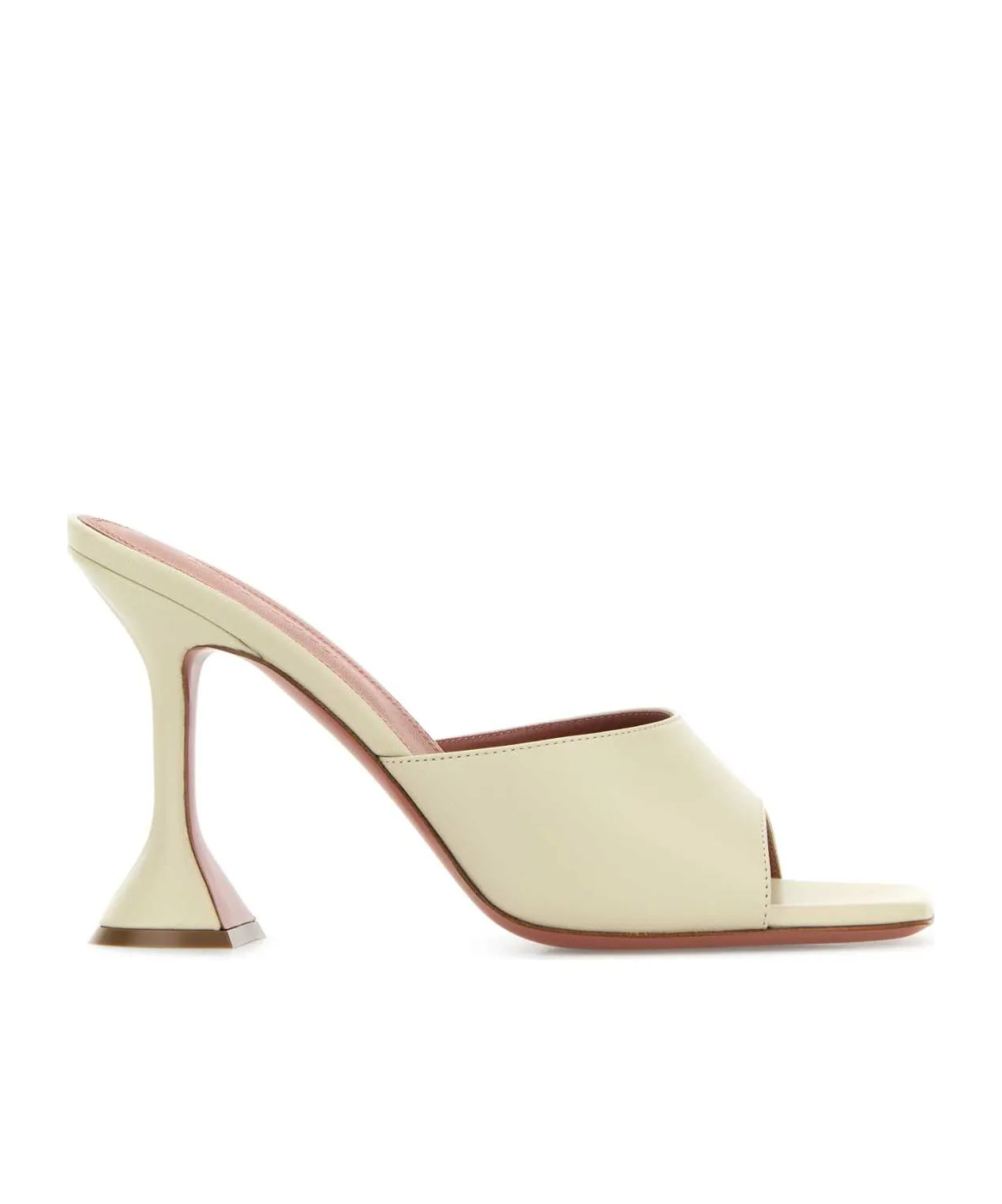 Amina Muaddi Sand Nappa Leather Lupita Mules In White