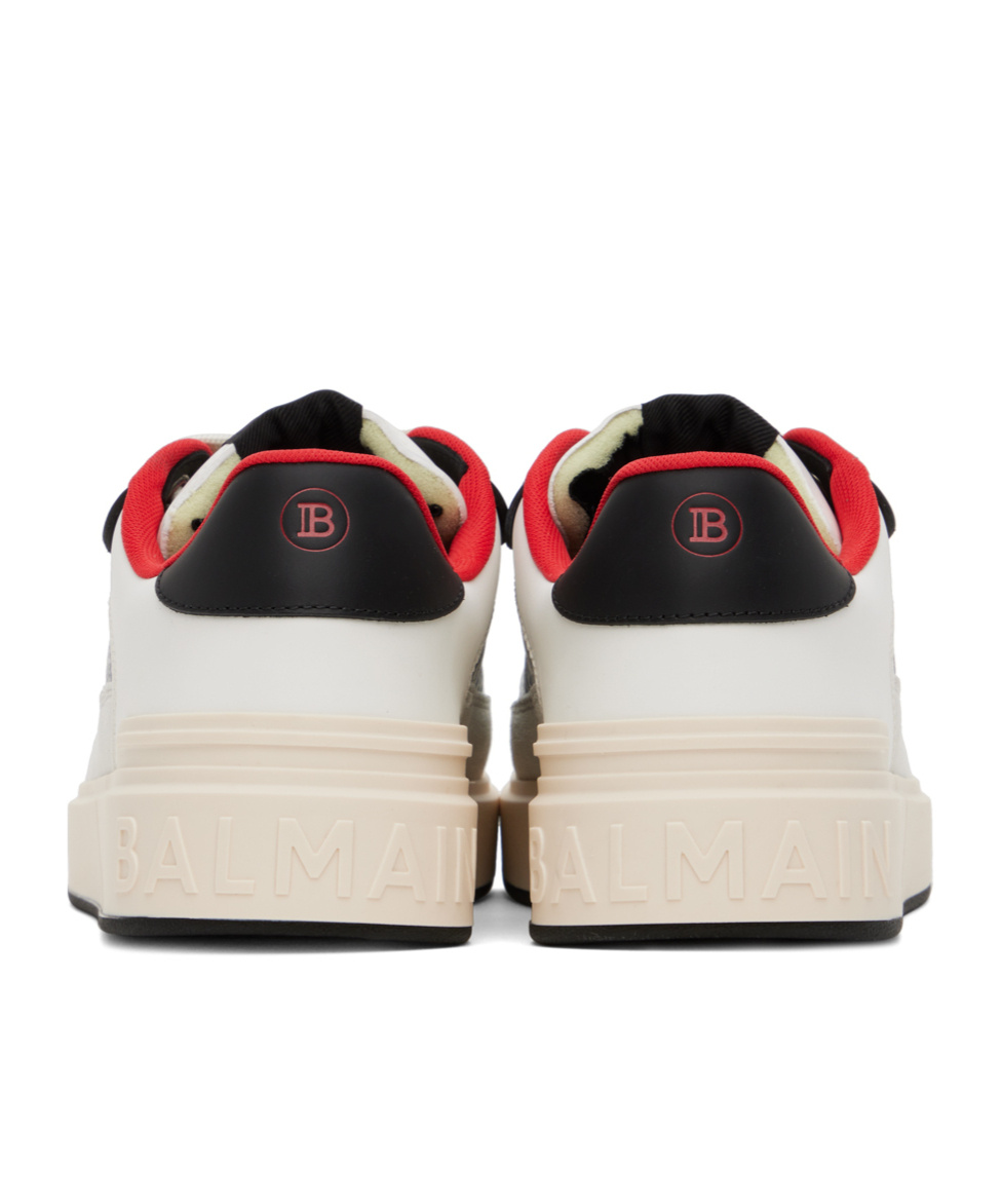Balmain Round Head Fastened With Low-top Casual Sneakers In White