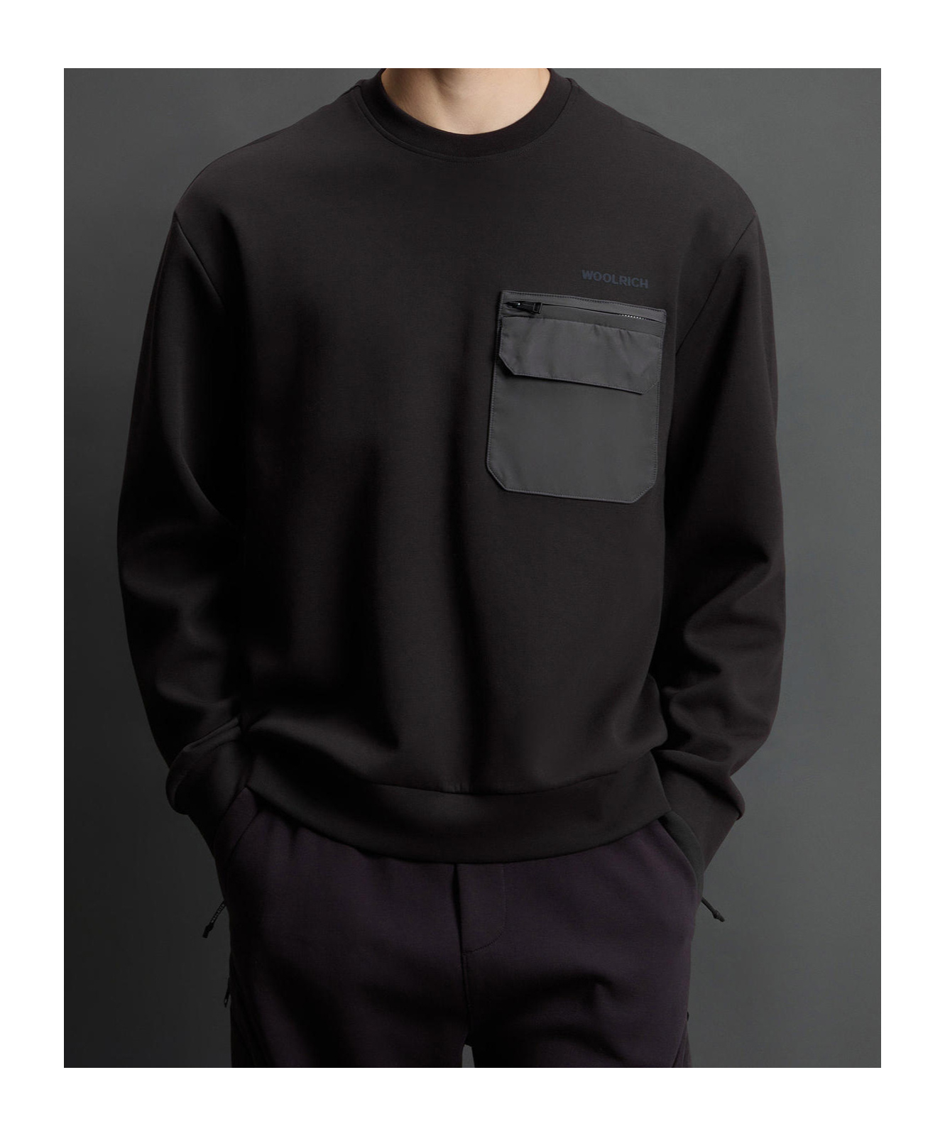 Woolrich Long-sleeved Sweatshirt In Black
