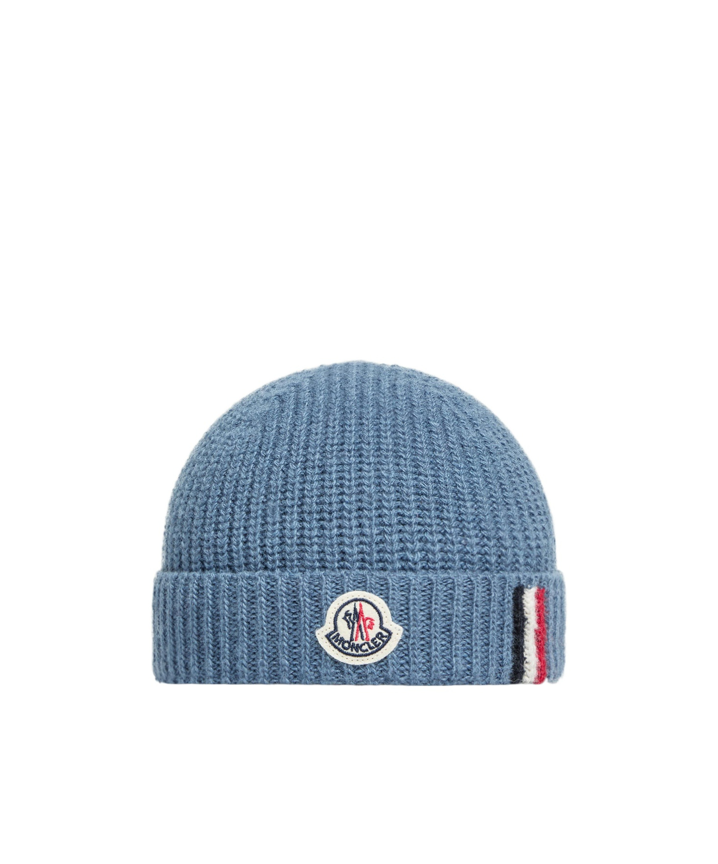 Moncler Tricolor-trimmed Wool Beanie In Burgundy