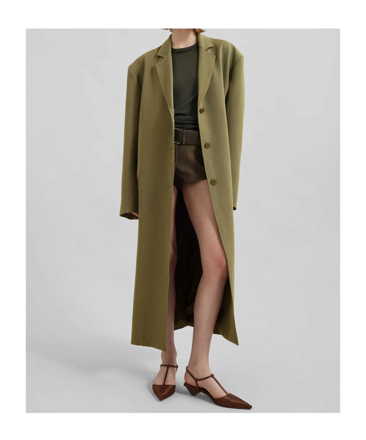 Shop The Frankie Shop Tribeca Long Coat - Khaki