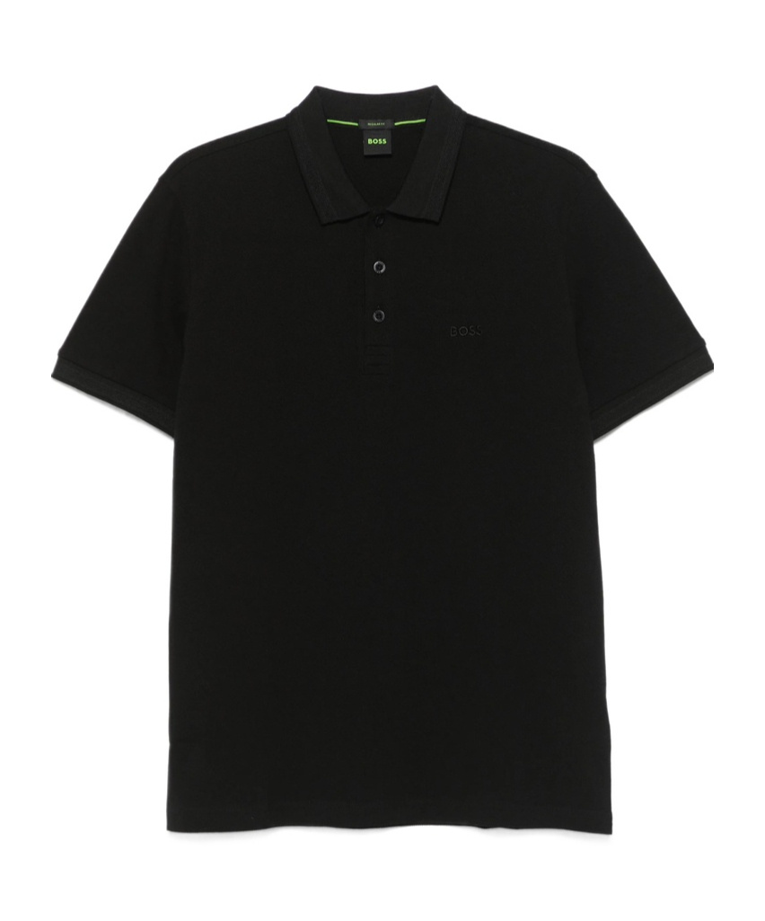 Shop Hugo Boss Logo-embroidered Polo Shirt In Black