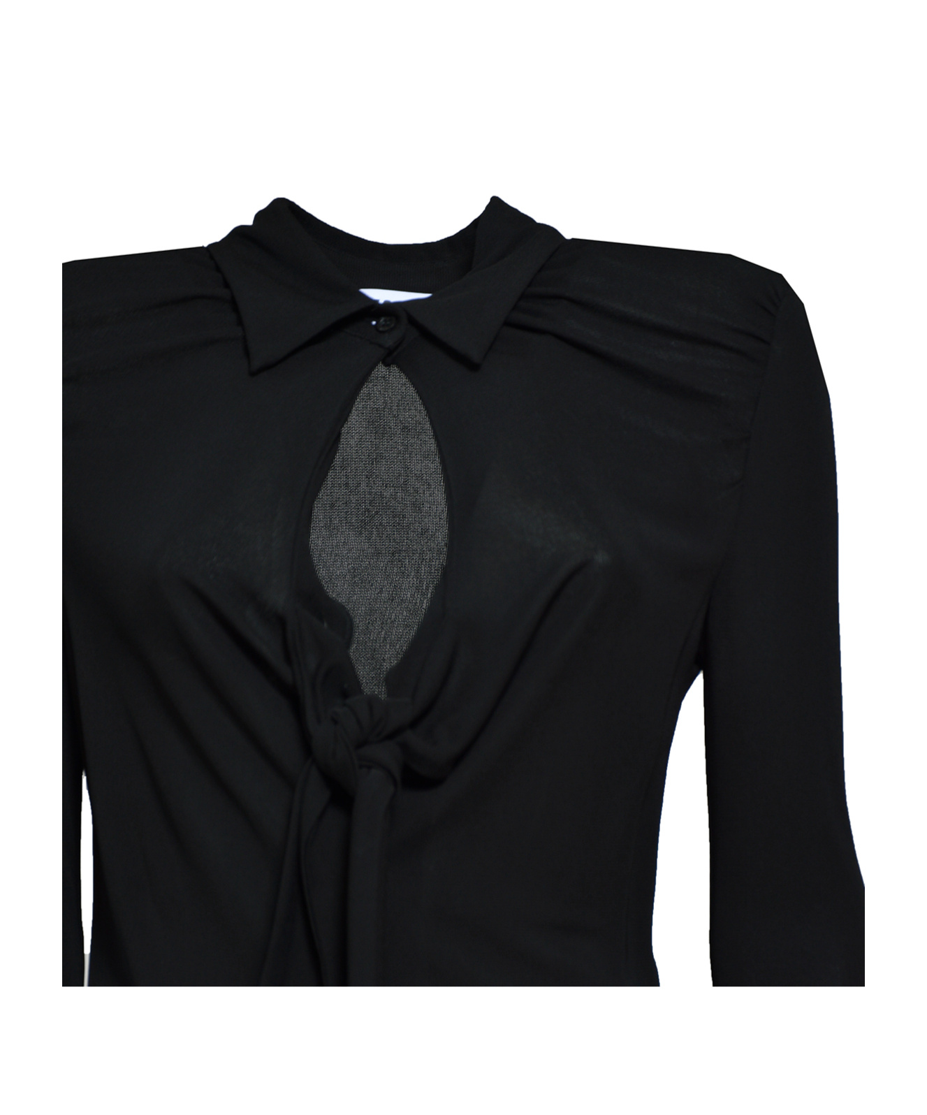 Msgm Viscose Shirt With Teardrop Neckline In Black