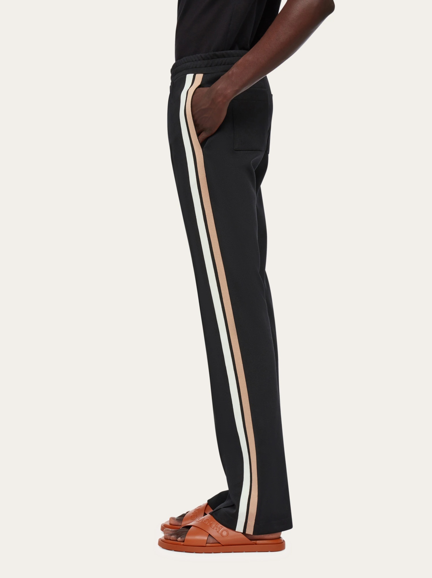 Ferragamo Side-striped Sweatpants In Black
