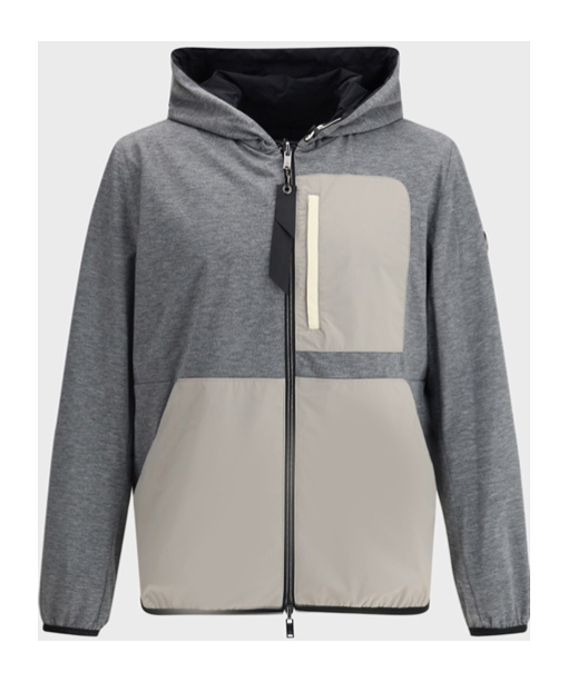 Moose Knuckles Black Reversible Jacket With Hood And Logo Patch On The Sleeve In Tech Fabric Man In Black